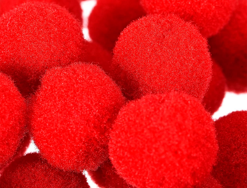POMPONS DE COULEUR LIDERPAPEL DIAMETRE 1,5CM COLORIS        NUANCES ROUGE ASSORTIS SACHET 80 UNITES