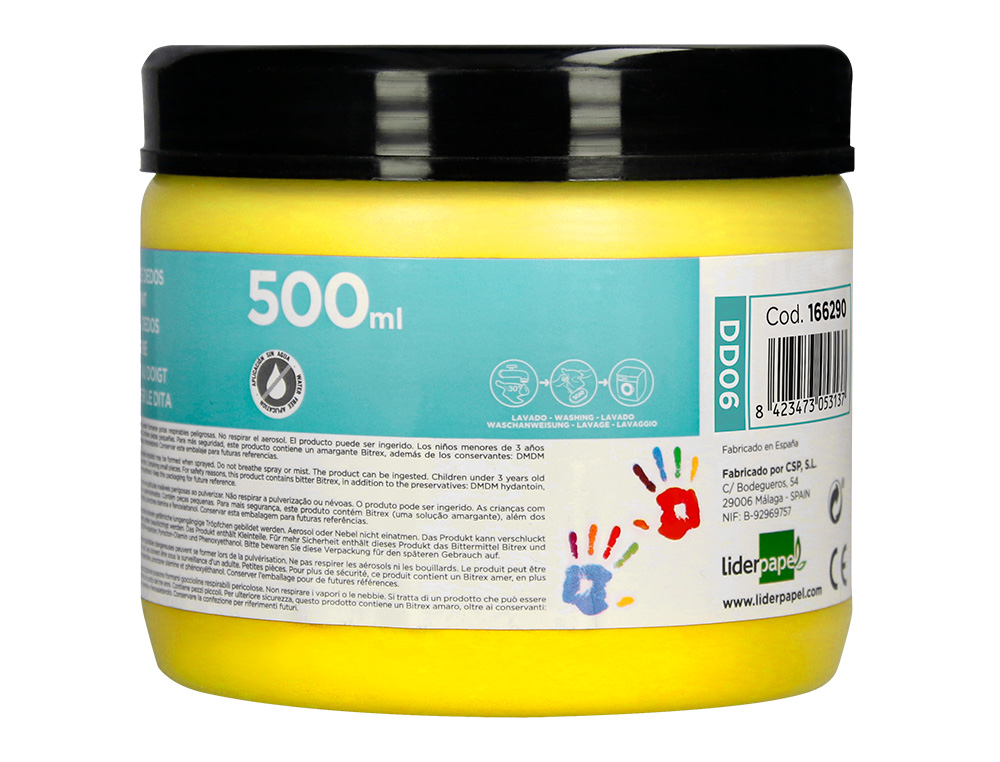 PEINTURE AU DOIGT LIDERPAPEL FLACON 500 ML COLORIS JAUNE