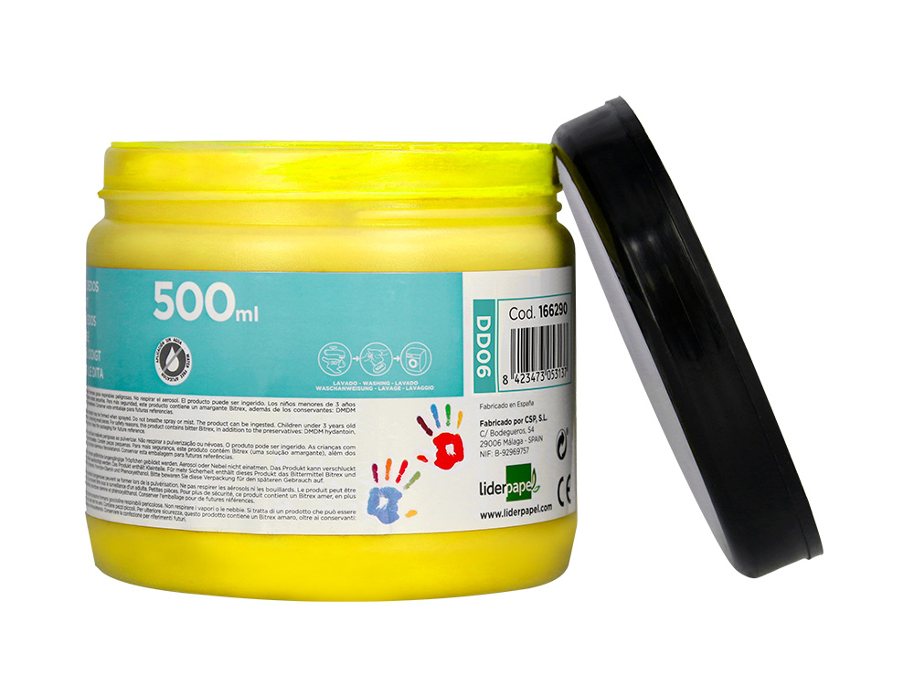PEINTURE AU DOIGT LIDERPAPEL FLACON 500 ML COLORIS JAUNE