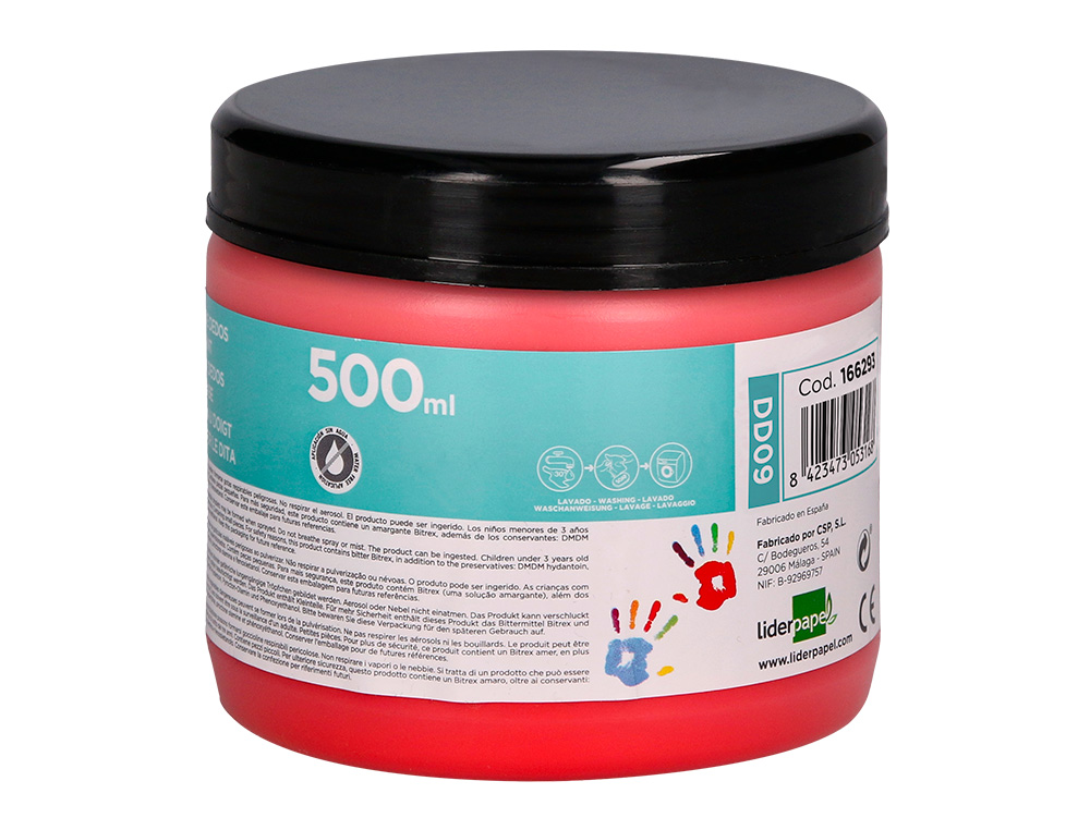 PEINTURE AU DOIGT LIDERPAPEL FLACON 500 ML COLORIS ROUGE