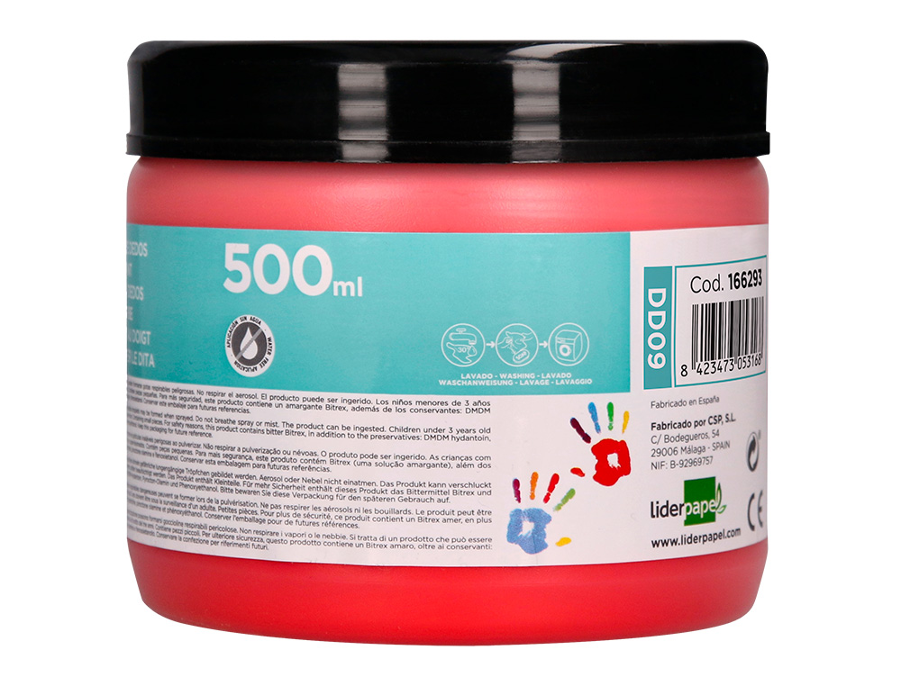 PEINTURE AU DOIGT LIDERPAPEL FLACON 500 ML COLORIS ROUGE