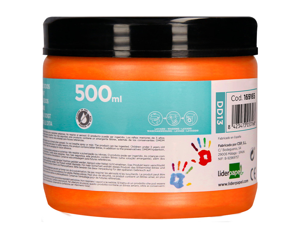 PEINTURE AU DOIGT LIDERPAPEL FLACON 500 ML COLORIS ORANGE