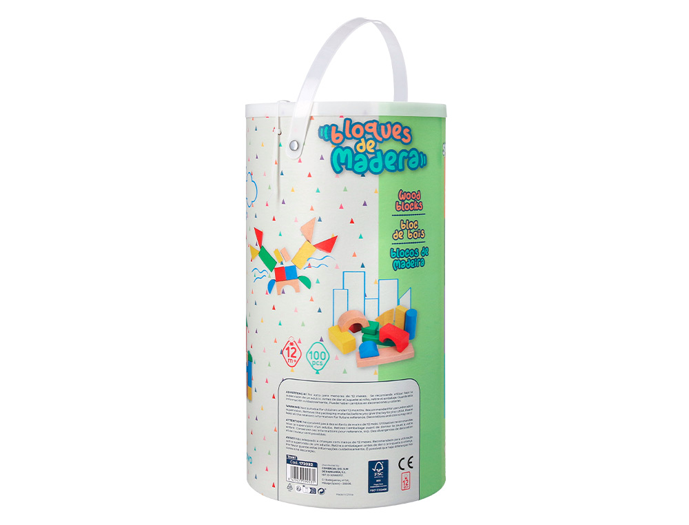 JEU ENFANT IMAGINOVO CONSTRUCTION BLOCS BOIS +12   MOIS 100 PIECES 29X29X3,5 CM