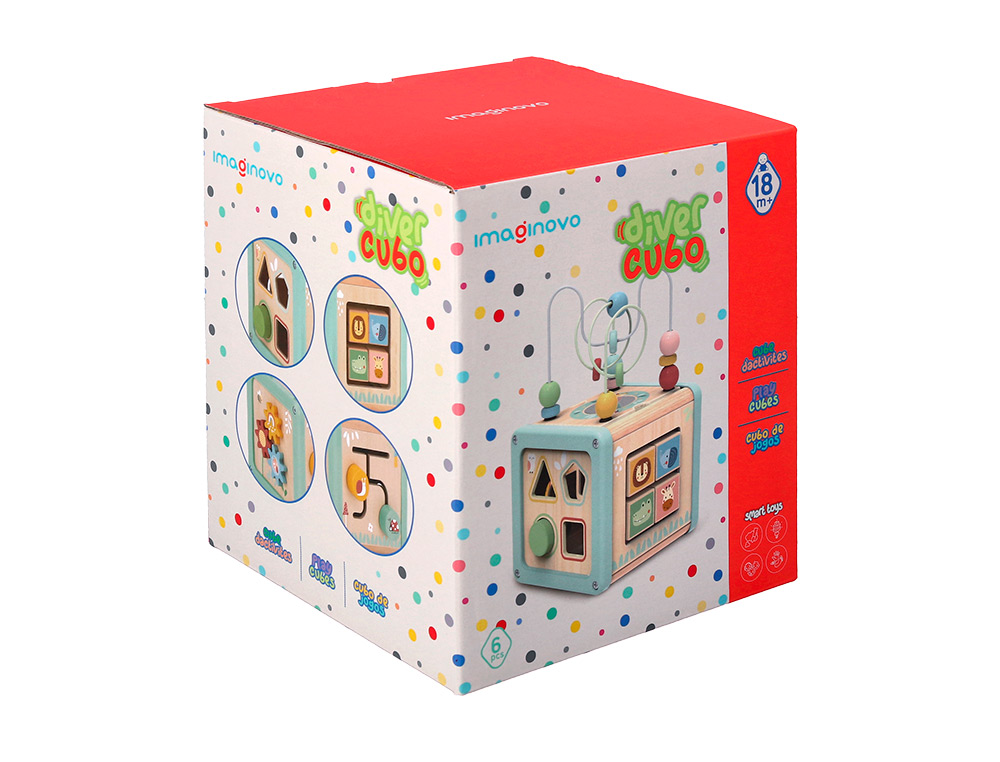 JEU ENFANT IMAGINOVO CUBES D'ACTIVITES BOIS +18MOIS      15,5X15,5X28 CM