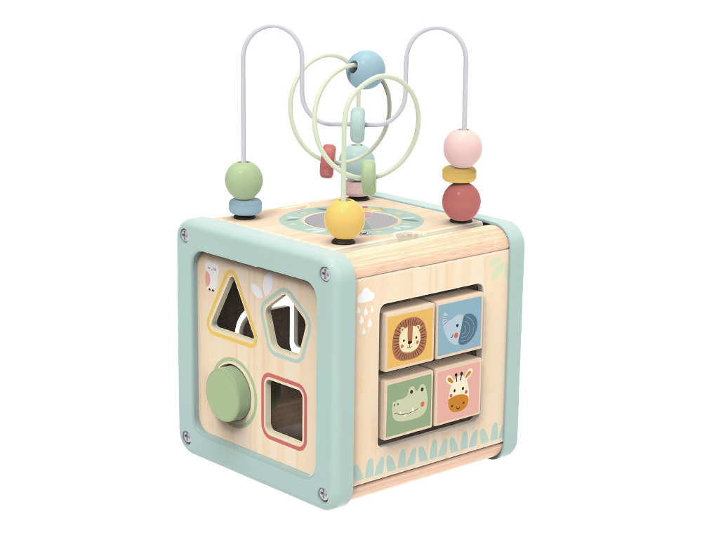 JEU ENFANT IMAGINOVO CUBES D'ACTIVITES BOIS +18MOIS      15,5X15,5X28 CM