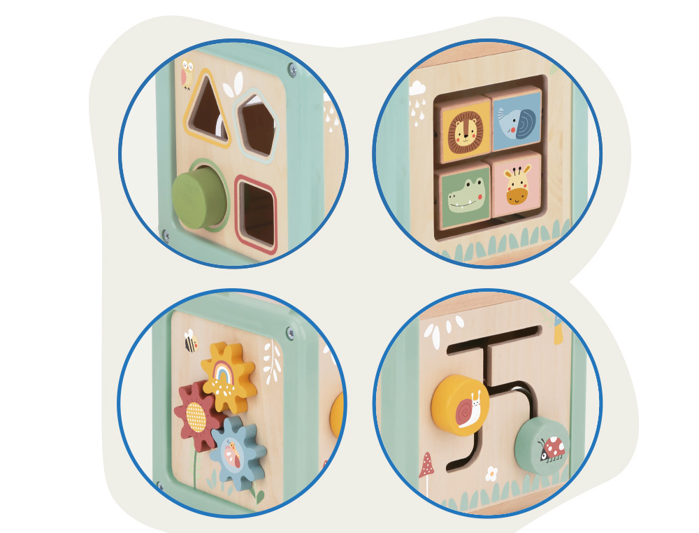 JEU ENFANT IMAGINOVO CUBES D'ACTIVITES BOIS +18MOIS      15,5X15,5X28 CM
