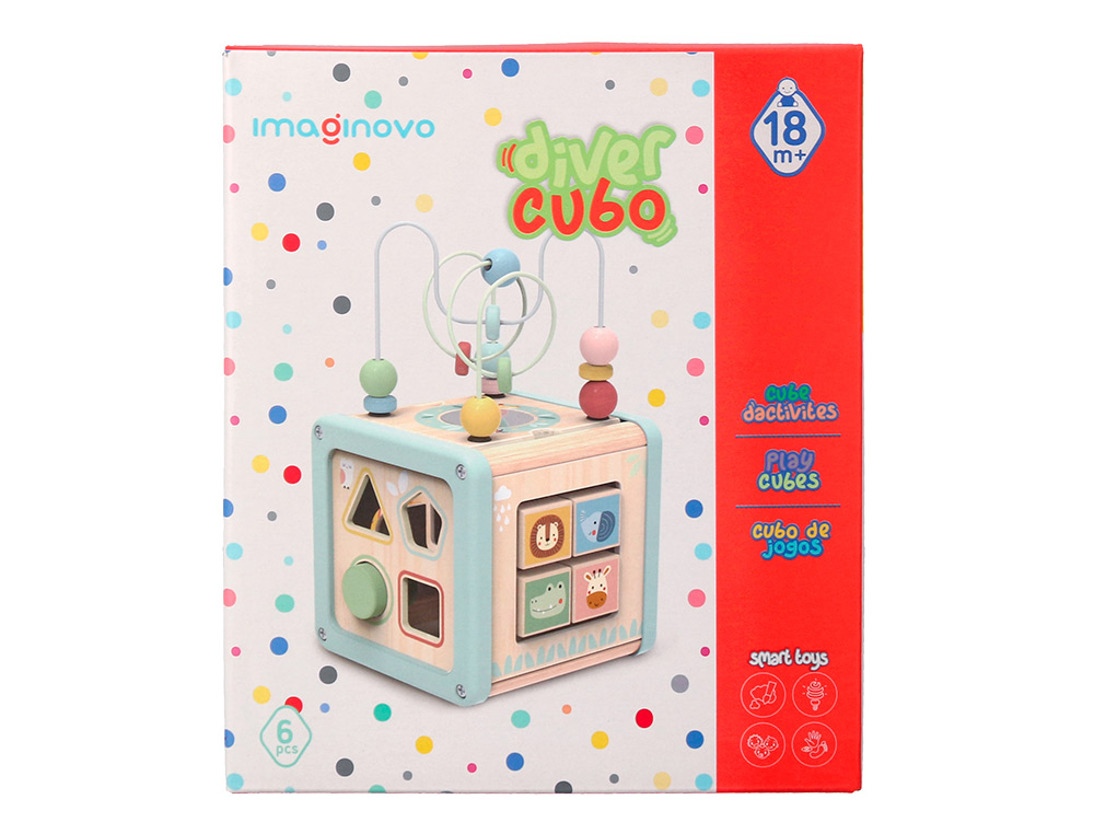 JEU ENFANT IMAGINOVO CUBES D'ACTIVITES BOIS +18MOIS      15,5X15,5X28 CM