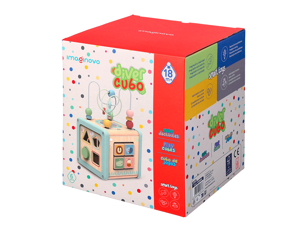 JEU ENFANT IMAGINOVO CUBES D'ACTIVITES BOIS +18MOIS      15,5X15,5X28 CM