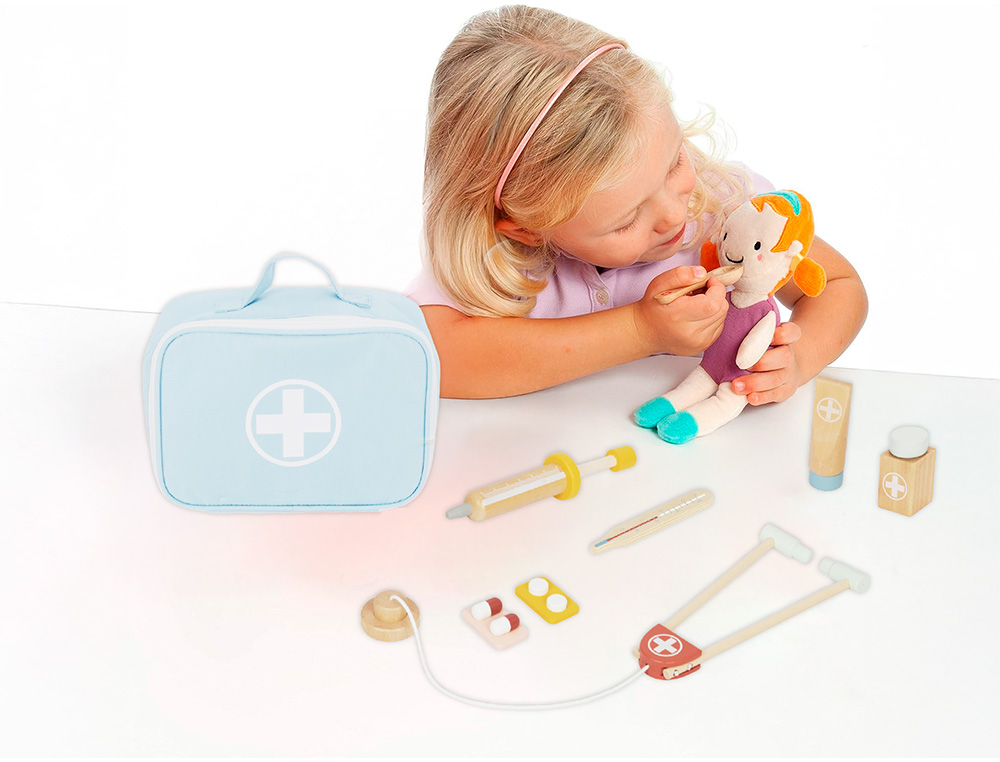 JEU ENFANT IMAGINOVO MALETTE DE MEDECIN BOIS +3 ANS 11     PIECES 24,5X18X10 CM