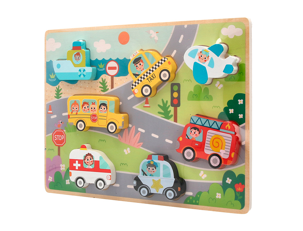 PUZZLE ENFANT IMAGINOVO VEHICULES 3D BOIS +12 MOIS 8  PIECES 29,5X22X1,7 CM