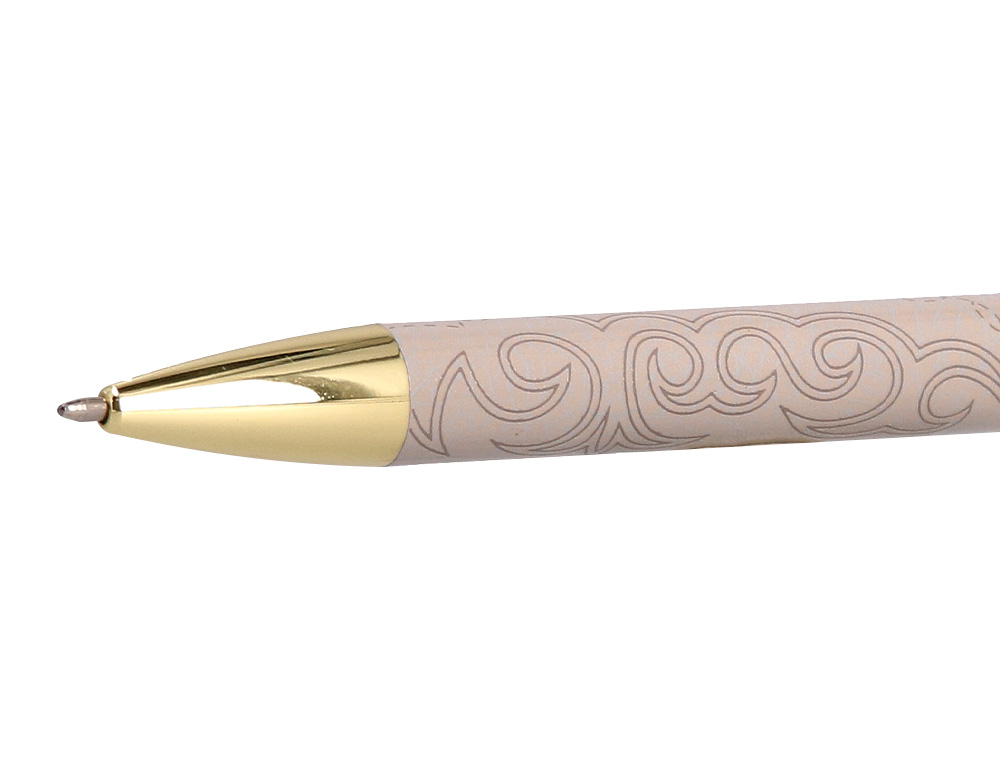 STYLO-BILLE BELIUS WILD WEST ALUMINIUM ENCRE BLEUE ATTRIBUTS DORES COLORIS BEIGE COFFRET DESIGN