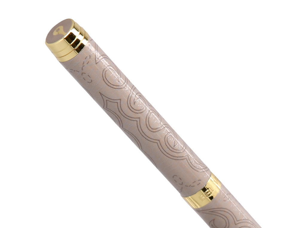 STYLO-BILLE BELIUS WILD WEST ALUMINIUM ENCRE BLEUE ATTRIBUTS DORES COLORIS BEIGE COFFRET DESIGN