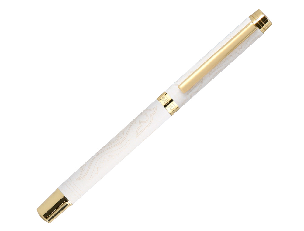 STYLO-BILLE BELIUS WILD WEST ALUMINIUM ENCRE NOIRE ATTRIBUTS DORES COLORIS CREME COFFRET DESIGN