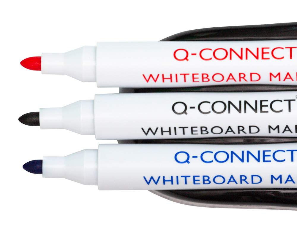 EFFACEUR Q-CONNECT MAGNETIQUE POUR TABLEAU BLANC AVEC 3     MARQUEURS BLEU / NOIR / ROUGE