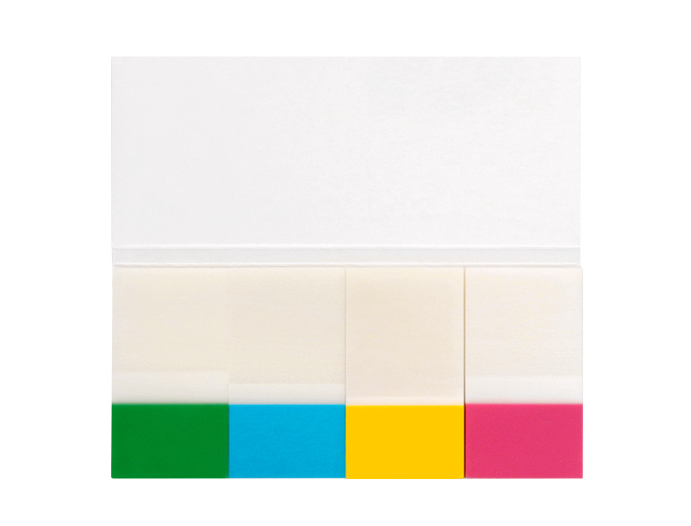 MARQUE-PAGES Q-CONNECT 25X45MM 160F REPOSITIONNABLE 4 COLORIS TRANSPARENTS PACK 4X40