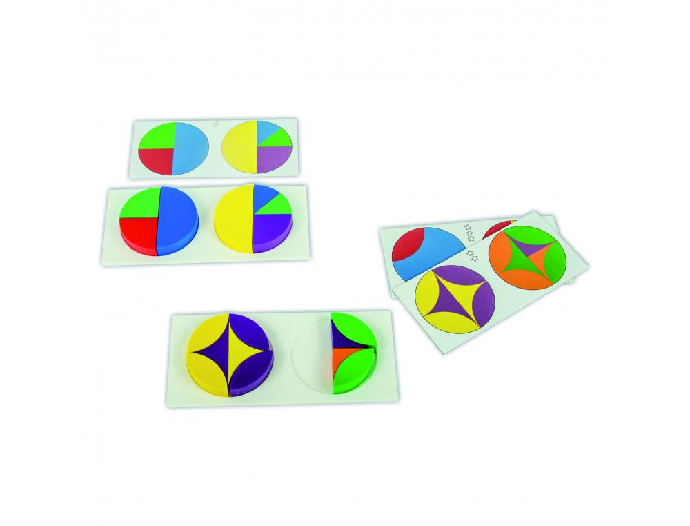 SYMETRIE ET SPATIALISATION ROLF CIRCLE GAME 6 FORMES ET 6 COLORIS 294 PIECES 24 CARTES MODELES 12 SUPPORTS
