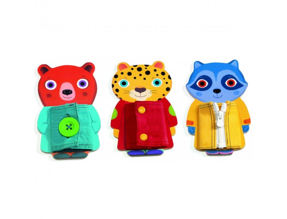 PEDAGOGIE MONTESSORI DJECO ZIPTOU FAVORISE LA            CONCENTRATION 3 ANIMAUX EN    BOIS 1 A 3 JOUEURS