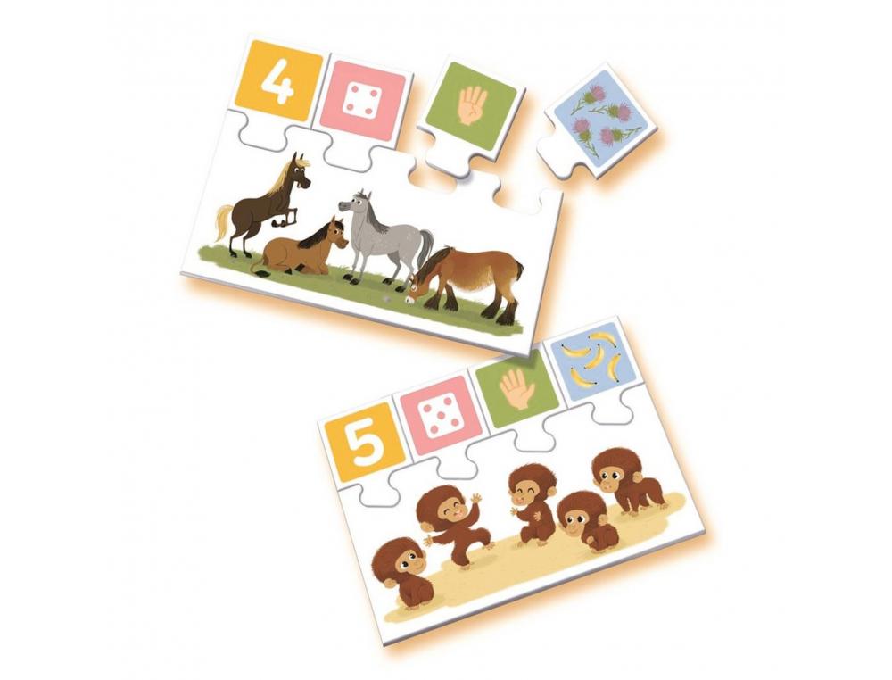 JOUER AVEC LES CHIFFRES RAVENSBURGER 1 2 3            APPRENTISSAGE JUSQU A 10 10   PLANCHES 40 PIECES DE PUZZLE