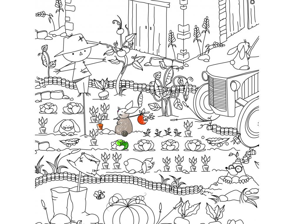 COLORIAGE GEANT BOUCHUT LA FERME 120X80CM PAPIER 150G    IMPRESSION NOIR