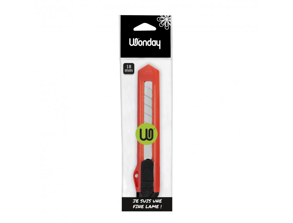 CUTTER PLASTIQUE MAPED LAME 18MM CURSEUR SECURITE BLOCAGE MANUEL + CASSE LAMES