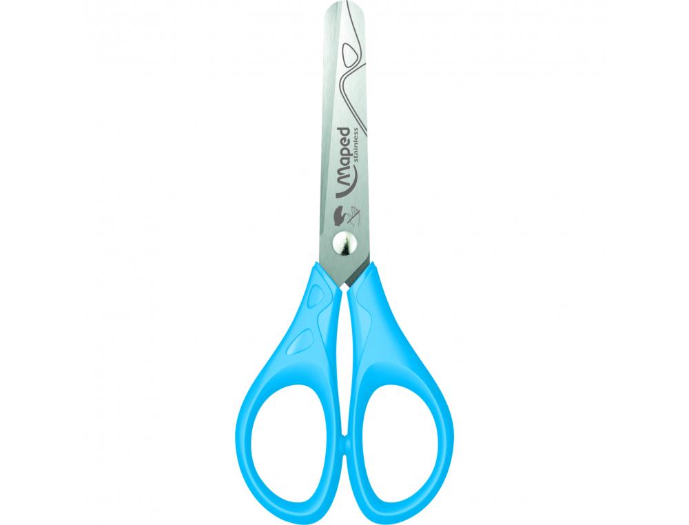 CISEAUX SCOLAIRES ESSENTIALS 13 CM MAPED BOUTS RONDS LAMES INOX GAUCHER