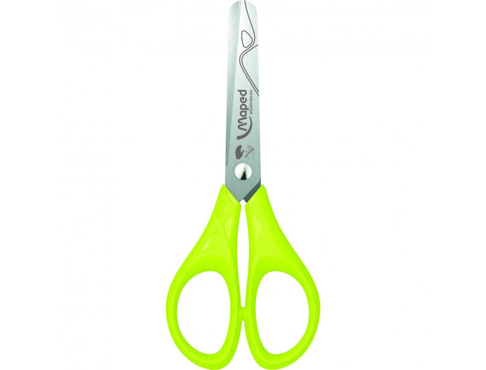 CISEAUX SCOLAIRES ESSENTIALS 13 CM MAPED BOUTS RONDS LAMES INOX GAUCHER