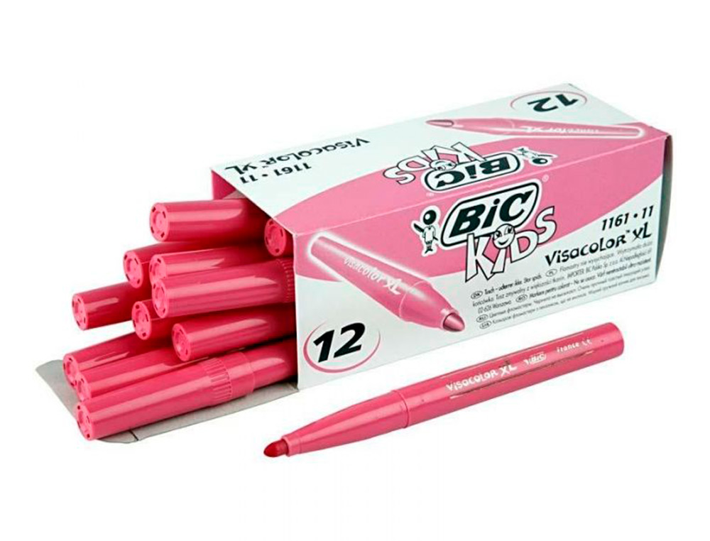 FEUTRE BIC KIDS VISACOLOR XL ENCRE LAVABLE POINTE LARGE    BLOQUEE COLORIS ROSE