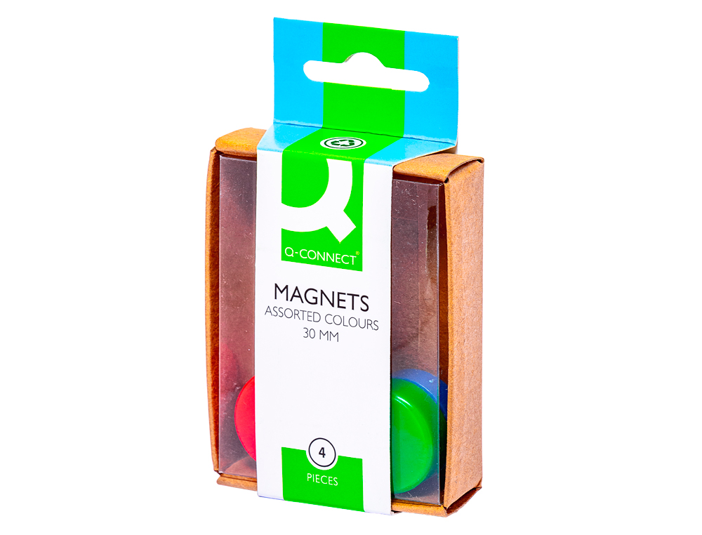 AIMANT Q-CONNECT DIAMTRE 25MM AFFICHAGE SIGNALISATION TOUTES SURFACES MTALLIQUES COLORIS ASSORTIS BOTE 4 UNITS