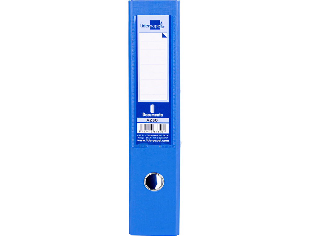 CLASSEUR LEVIER LIDERPAPEL DOCUMENTA A4+ CARTON REMBORDE DOS 75MM RADO METALLIQUE      COLORIS BLEU