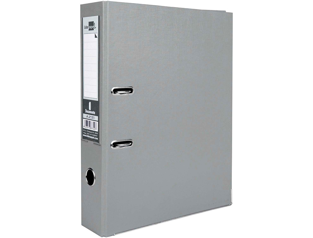 CLASSEUR LEVIER LIDERPAPEL DOCUMENTA A4+ CARTON REMBORDE DOS 75MM RADO METALLIQUE      COLORIS GRIS