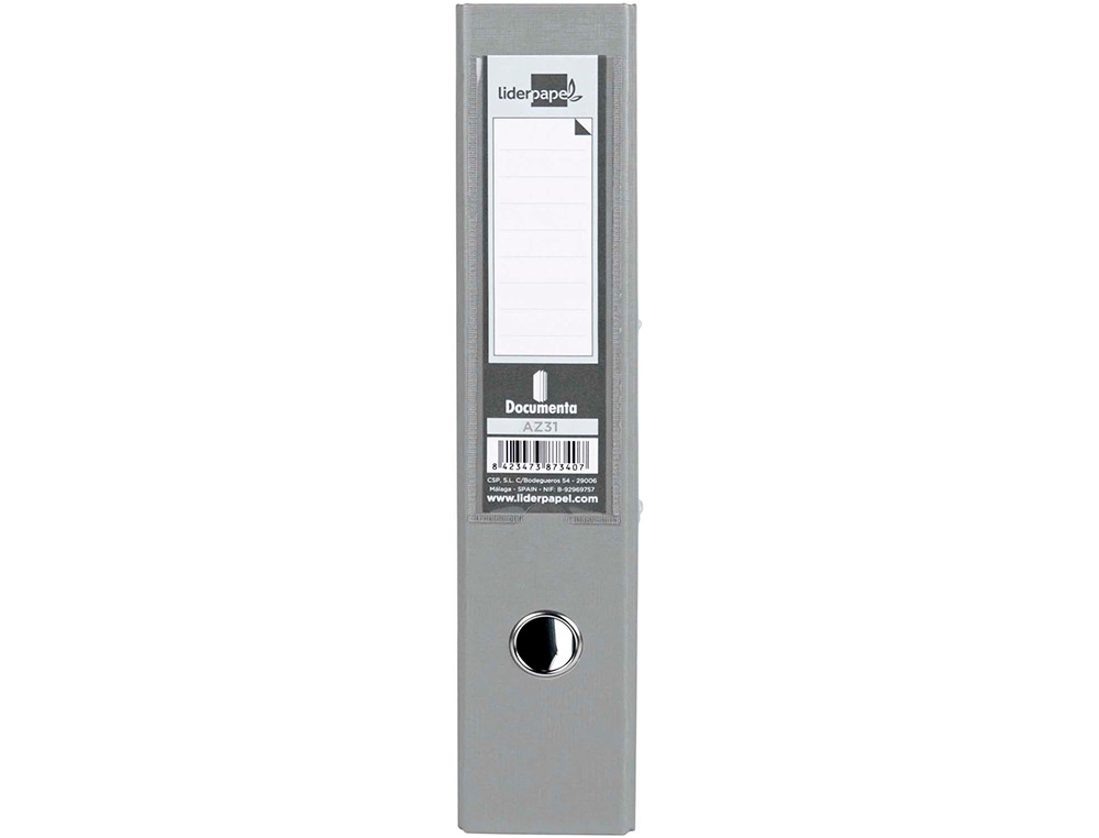 CLASSEUR LEVIER LIDERPAPEL DOCUMENTA A4+ CARTON REMBORDE DOS 75MM RADO METALLIQUE      COLORIS GRIS