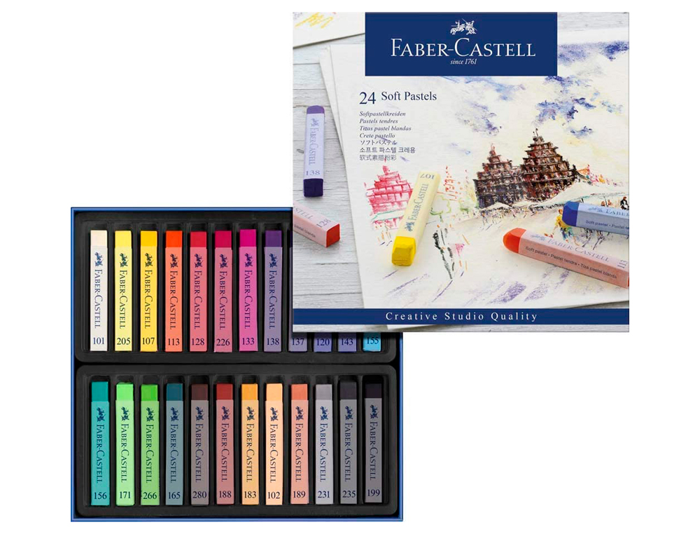 PASTEL TENDRE FABER-CASTELL GOLDFABER STUDIO CARR 66MM COLORIS BRILLANT INTENSE BONNE RSISTANCE LUMIRE BOTE 24U