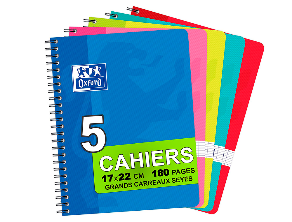 CAHIER SPIRALE OXFORD COUVERTURE CARTONNE RELIURE INTGRALE OPTIK PAPER A5+ 17X22CM 180 PAGES 90G SYS 4 TROUS