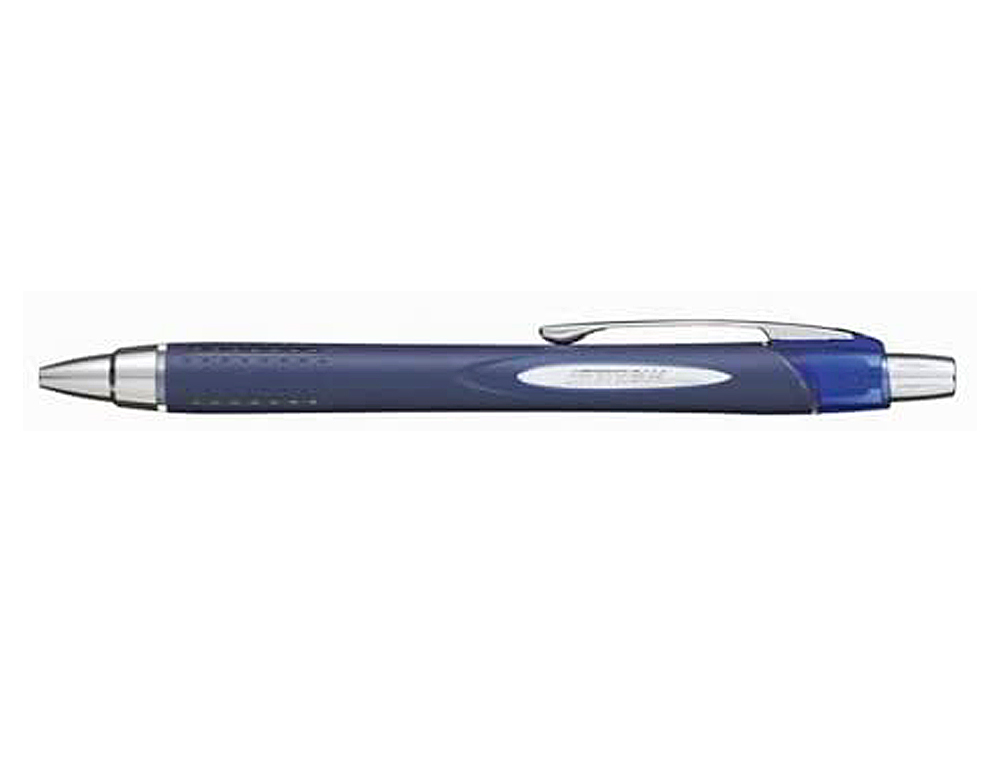 STYLO-BILLE UNIBALL JETSTREAM RT CRITURE MOYENNE 0.5MM ENCRE GEL RTRACTABLE GRIP ANTIGLISSE AGRAFE MTAL COLORIS BLEU