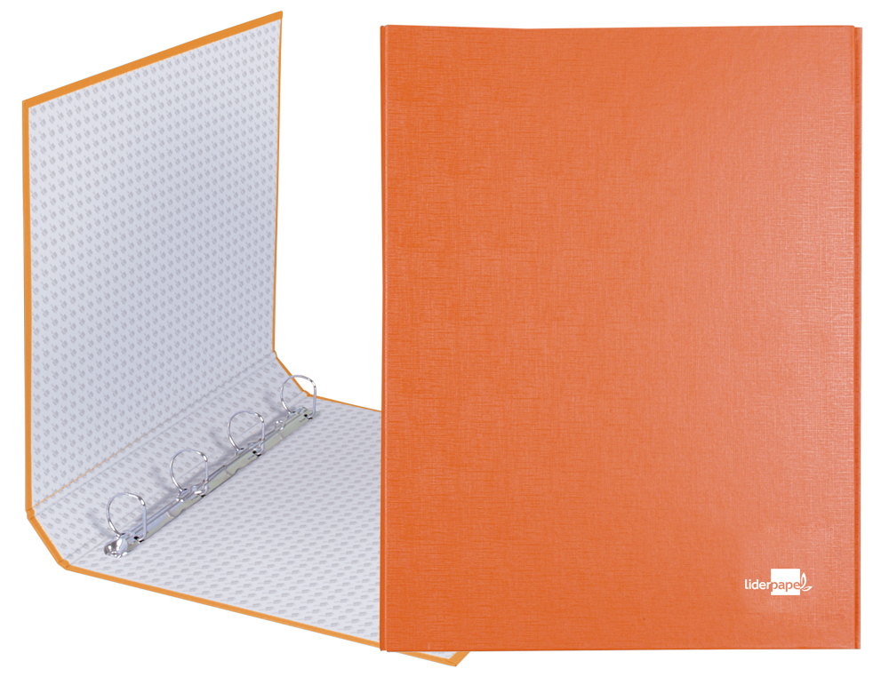 CLASSEUR LIDERPAPEL 4 ANNEAUX RONDS 25MM A4+ CARTON REMBORD PAPER COAT COLORIS ORANGE