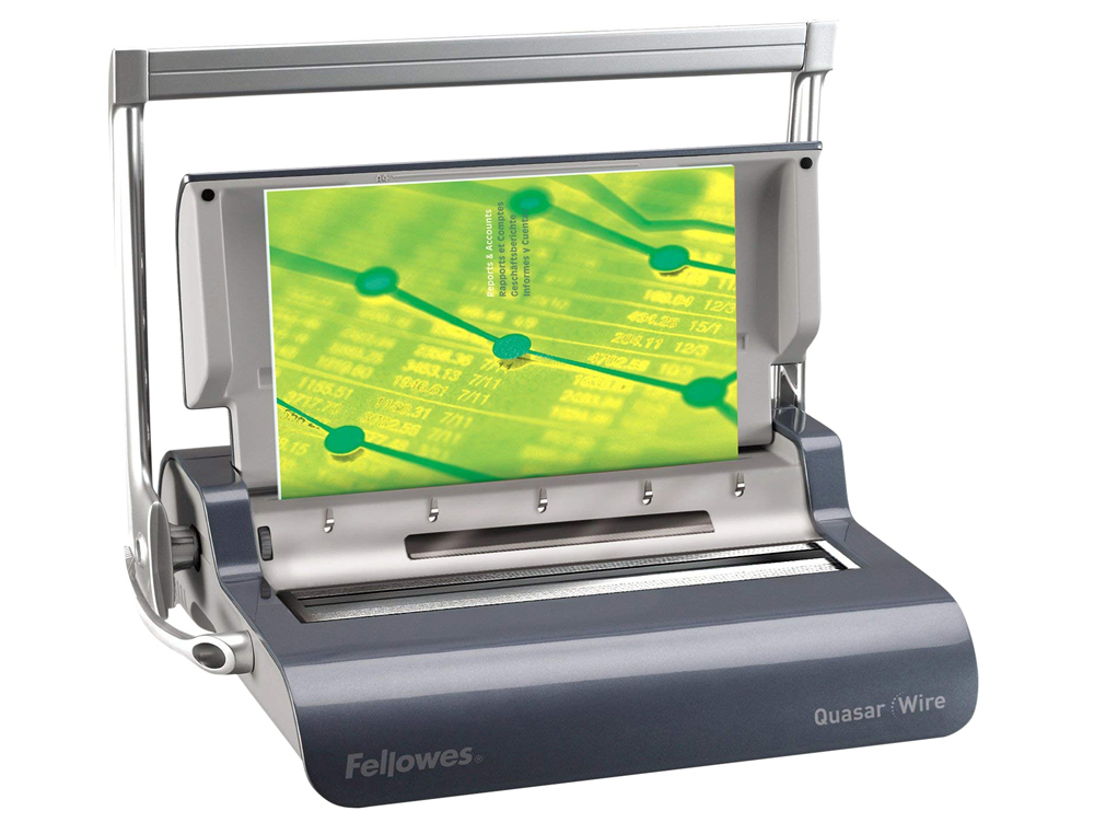 PERFORELIEUSE FELLOWES QUAZAR WIRE MANUELLE 130F PERFORATION FACILE 15F 80G ANNEAUX MTAL 14MM A4 410X460X130MM 7,4KG