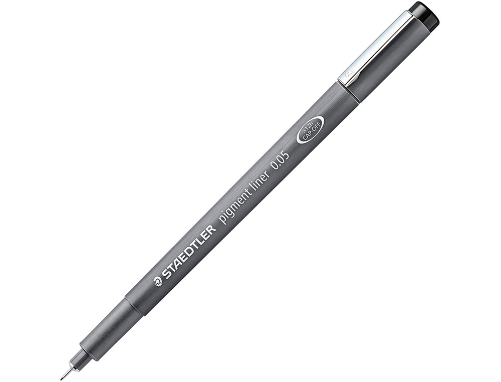 STYLO-FEUTRE STAEDTLER PIGMENT LINER TECHNIQUE 0.05MM ENCRE NOIRE INFALSIFIABLE POINTE CALIBRE BAGUE MTAL