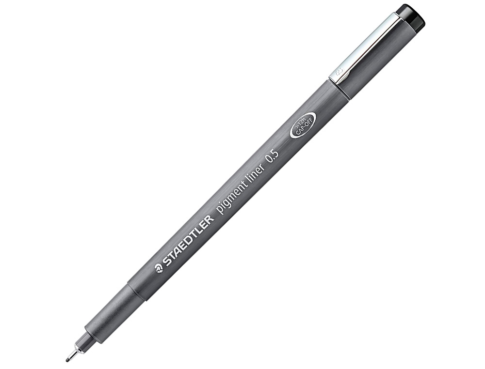 STYLO-FEUTRE STAEDTLER PIGMENT LINER TECHNIQUE TRAIT 0.5MM ENCRE NOIRE INFALSIFIABLE POINTE CALIBRE BAGUE MTAL