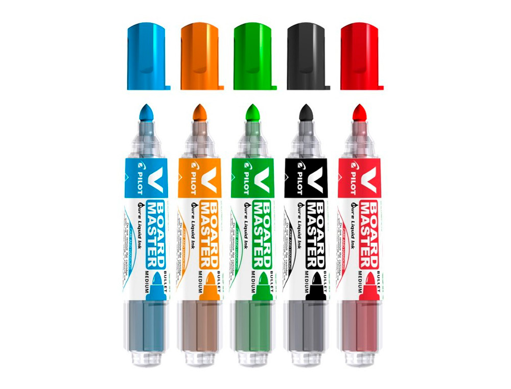MARQUEUR PILOT V BOARD MASTER RECHARGEABLE POINTE OGIVE TRAC 2MM ENCRE LIQUIDE BASE ALCOOL COULEUR VIVE NOIR