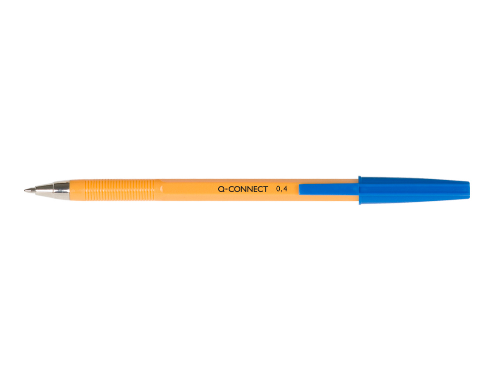 STYLO-BILLE Q-CONNECT CRITURE FINE 0.3MM ENCRE CLASSIQUE BILLE INDFORMABLE CAPUCHON ENCRE COULEUR BLEU