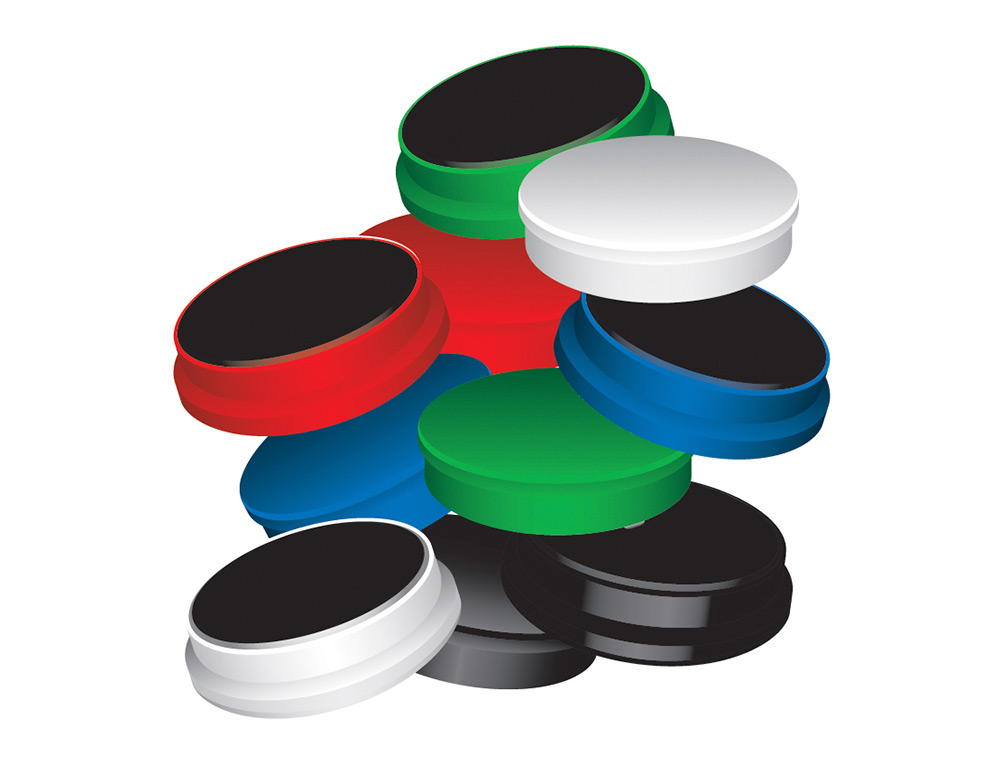 AIMANT Q-CONNECT DIAMTRE 20MM AFFICHAGE SIGNALISATION TOUTES SURFACES MTALLIQUES COLORIS ASSORTIS BOTE 10 UNITS