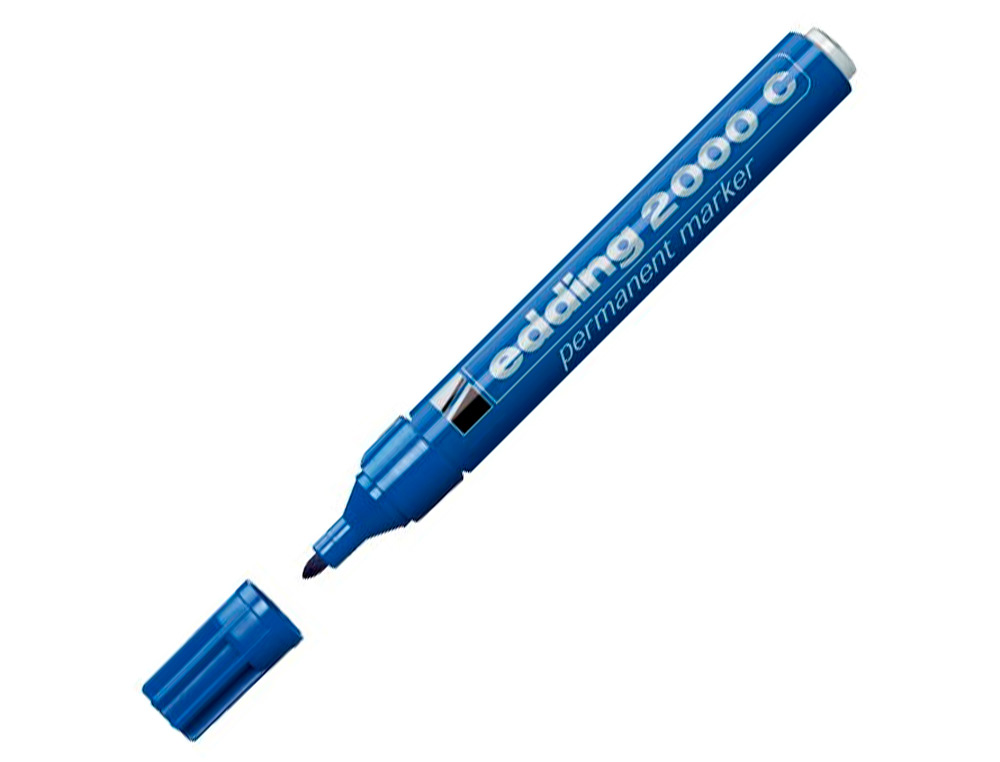 MARQUEUR EDDING PERMANENT E2000C POINTE OGIVE TRAC 1.5/3MM CORPS ALUMINIUM ENCRE FAIBLE ODEUR SCHAGE RAPIDE BLEU
