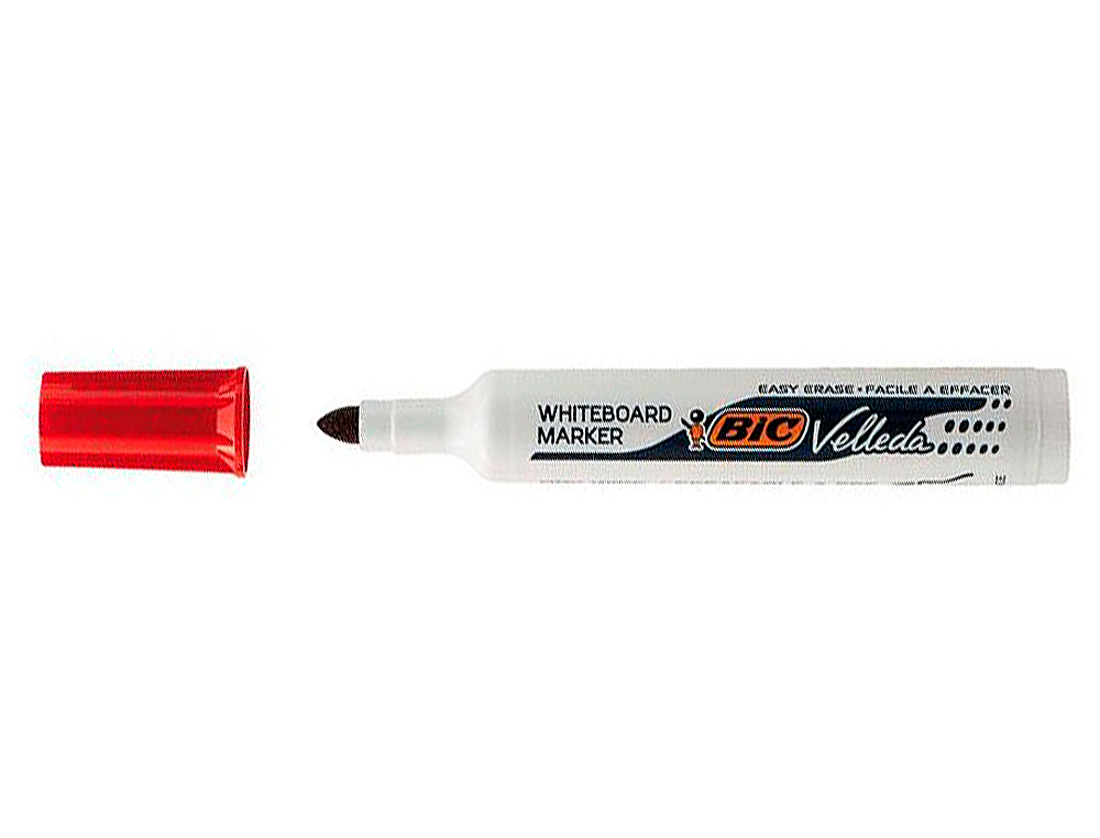 MARQUEUR BIC VELLEDA 1711 EFFAÇABLE POINTE OGIVE TRACÉ 2MM CORPS PLASTIQUE ENCRE CÉTONE ROUGE