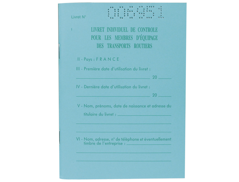 LIVRET TRANSPORTEURS EXACOMPTA INDIVIDUEL CONTRLE CONDUCTEURS ET CONVOYEURS TRANSPORT ROUTIER
