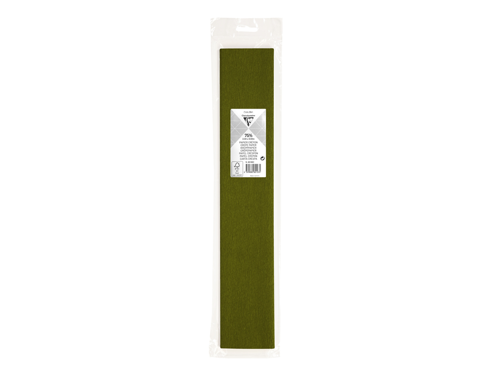 PAPIER CRÉPON CLAIREFONTAINE DENSITÉ CRÊPAGE 60% 40G/M2 50CMX2.5M UNICOLORE VERT MOUSSE
