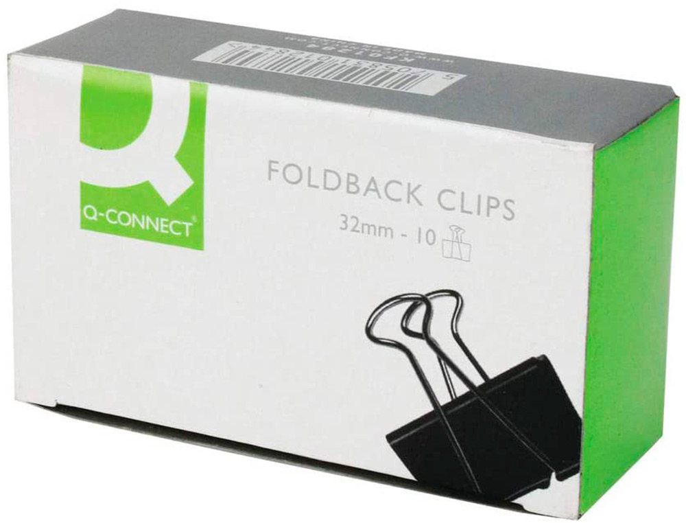 PINCE Q-CONNECT DOUBLE CLIP LARGEUR 32MM COLORIS NOIR     BOITE CARTON 10 UNITES