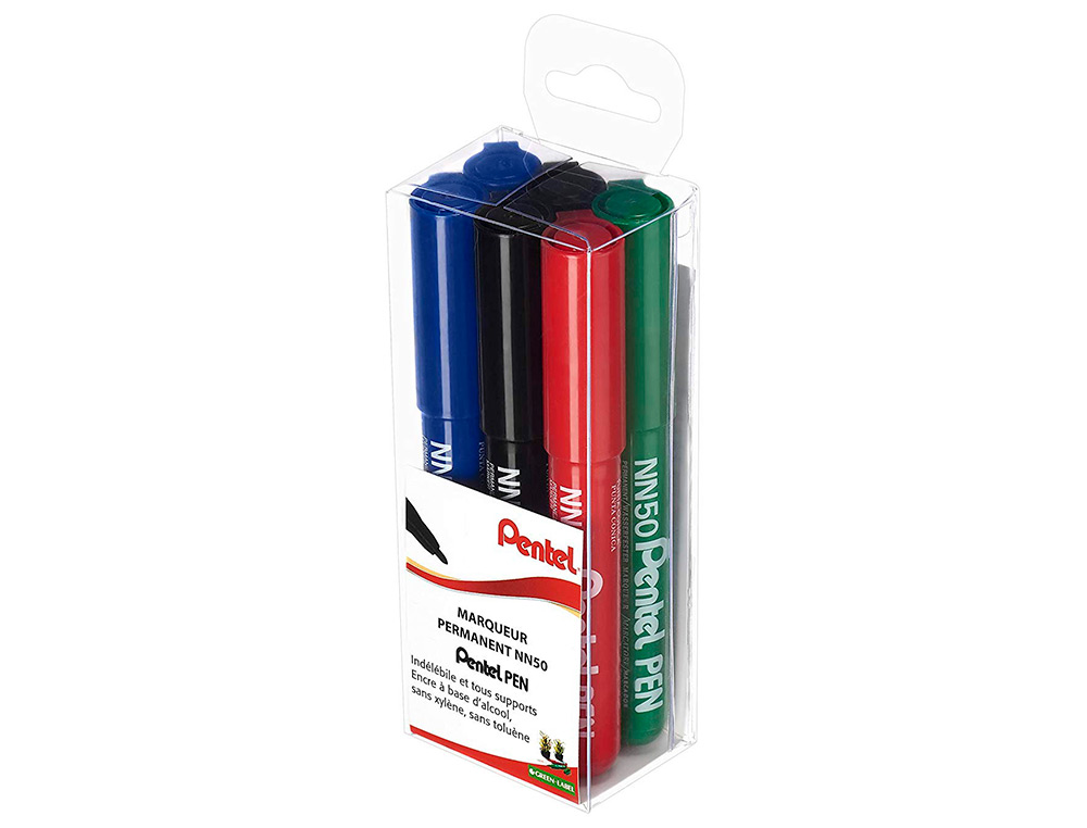 MARQUEUR PENTEL NN50 PERMANENT POINTE OGIVE TRAC 1.1MM ENCRE INDLBILE CORPS PLASTIQUE RECYCL TOUT SUPPORT 6 UNITS