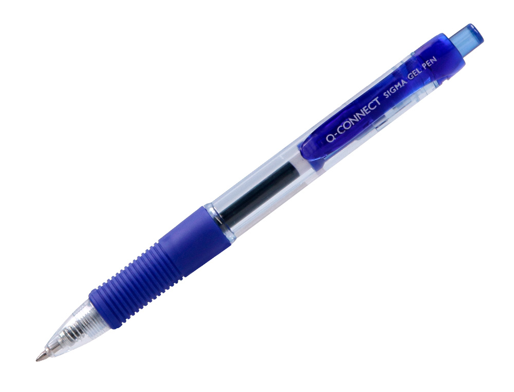 STYLO-BILLE Q-CONNECT SIGMA CRITURE MOYENNE 0.5MM ENCRE GEL RTRACTABLE CORPS PLASTIQUE TRANSLUCIDE COLORIS BLEU