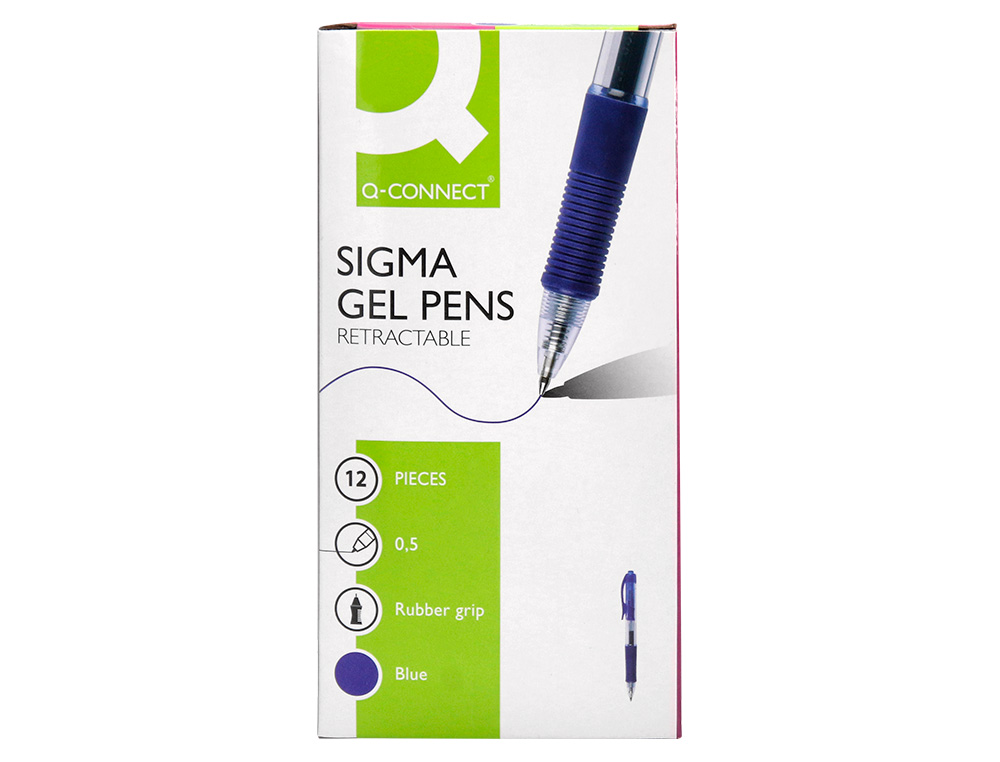 STYLO-BILLE Q-CONNECT SIGMA CRITURE MOYENNE 0.5MM ENCRE GEL RTRACTABLE CORPS PLASTIQUE TRANSLUCIDE COLORIS BLEU