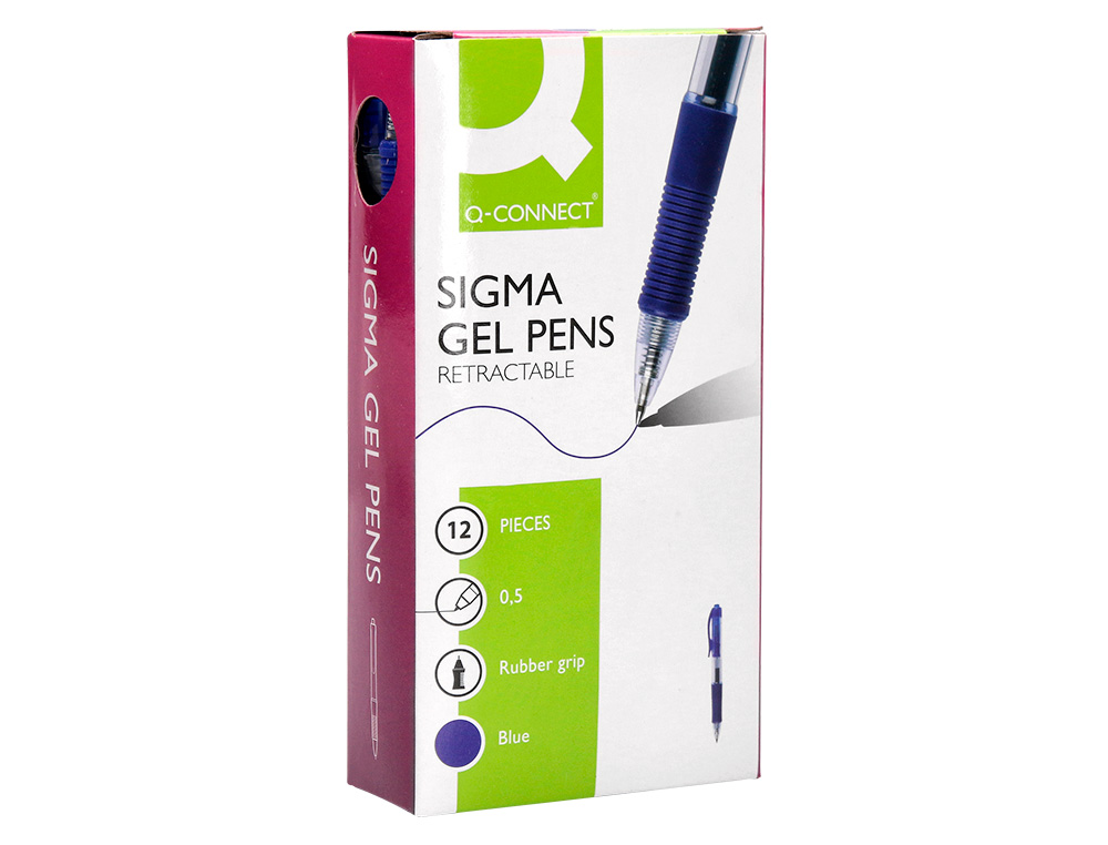 STYLO-BILLE Q-CONNECT SIGMA CRITURE MOYENNE 0.5MM ENCRE GEL RTRACTABLE CORPS PLASTIQUE TRANSLUCIDE COLORIS BLEU